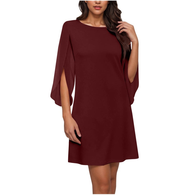 New Arrival✨🌸 Elegant Cape Sleeve Dress in Solid Colors – Breezy & Flattering for Any Occasion