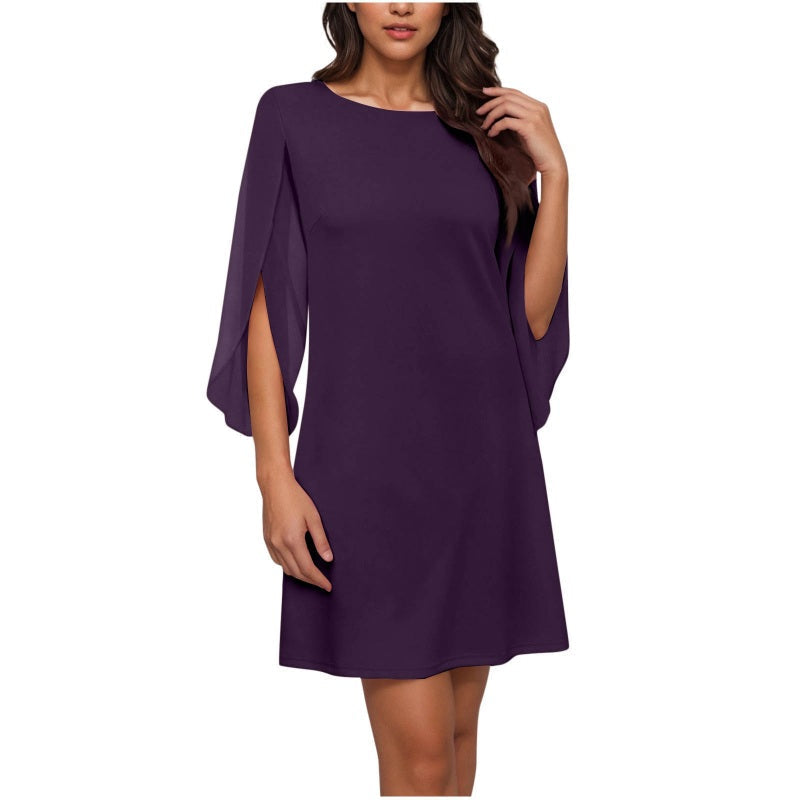 New Arrival✨🌸 Elegant Cape Sleeve Dress in Solid Colors – Breezy & Flattering for Any Occasion