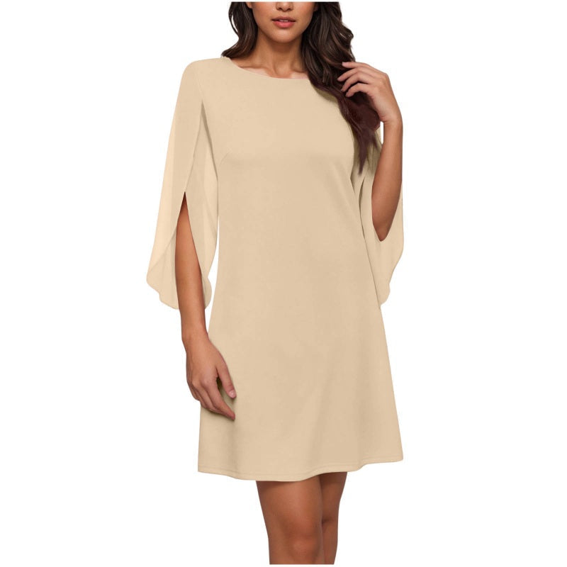 New Arrival✨🌸 Elegant Cape Sleeve Dress in Solid Colors – Breezy & Flattering for Any Occasion