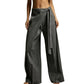 Women's Flowy Wrap Front Wide Leg Pants