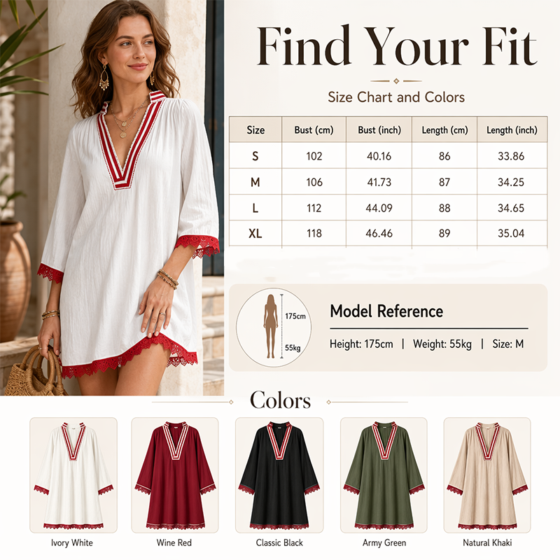 🌿Women's V-Neck Loose Cotton Linen Dress