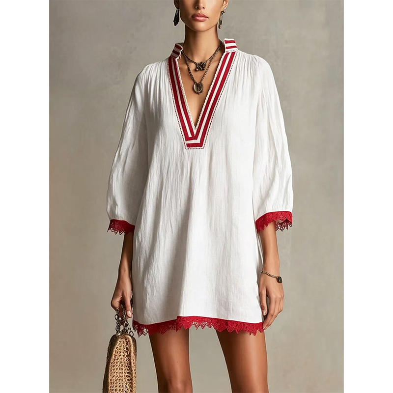 🌿Women's V-Neck Loose Cotton Linen Dress
