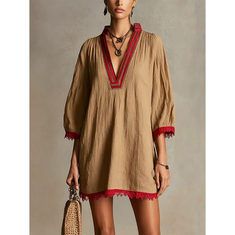 🌿Women's V-Neck Loose Cotton Linen Dress