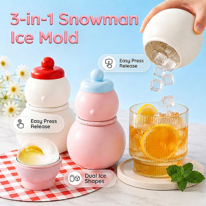 3-in-1 Snowman Ice Ball and Cube Mold