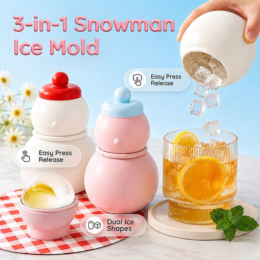 3-in-1 Snowman Ice Ball and Cube Mold
