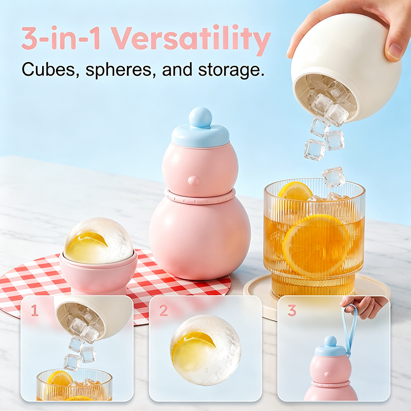 3-in-1 Snowman Ice Ball and Cube Mold