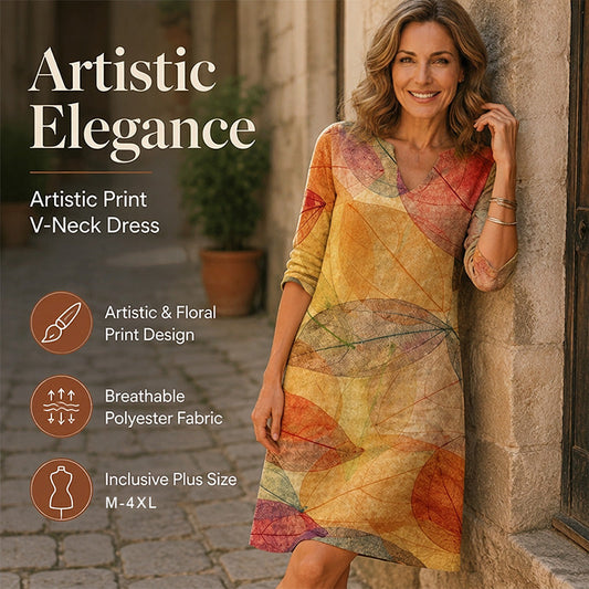 Women's Casual V-Neck Printed Dress