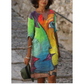 Women's Casual V-Neck Printed Dress