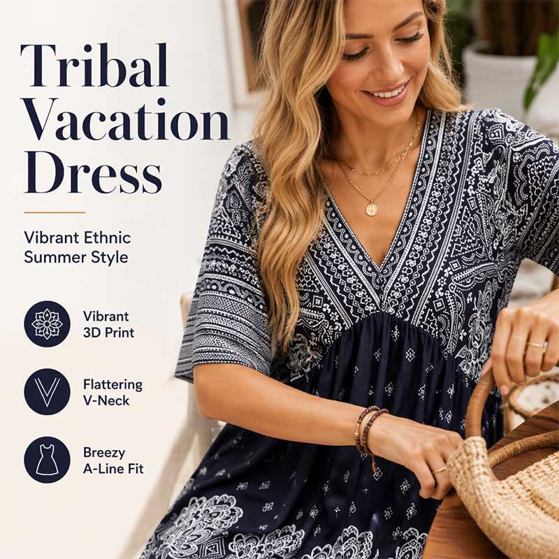 🌿☀️ LIMITED TIME 50% OFF! 🌸Women's Floral V-Neck Dress – Vibrant blooms & breezy sleeves – Perfect for sunny garden strolls.