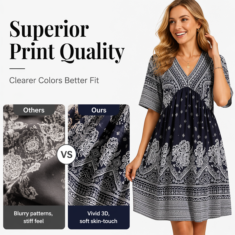 🌿☀️ LIMITED TIME 50% OFF! 🌸Women's Floral V-Neck Dress – Vibrant blooms & breezy sleeves – Perfect for sunny garden strolls.