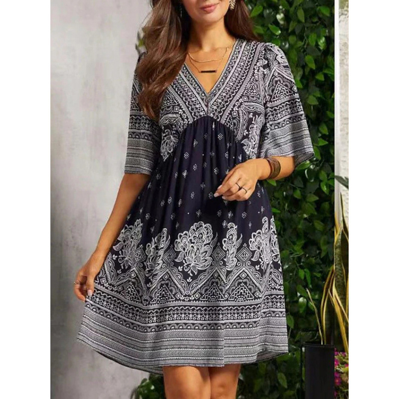 🌿☀️ LIMITED TIME 50% OFF! 🌸Women's Floral V-Neck Dress – Vibrant blooms & breezy sleeves – Perfect for sunny garden strolls.