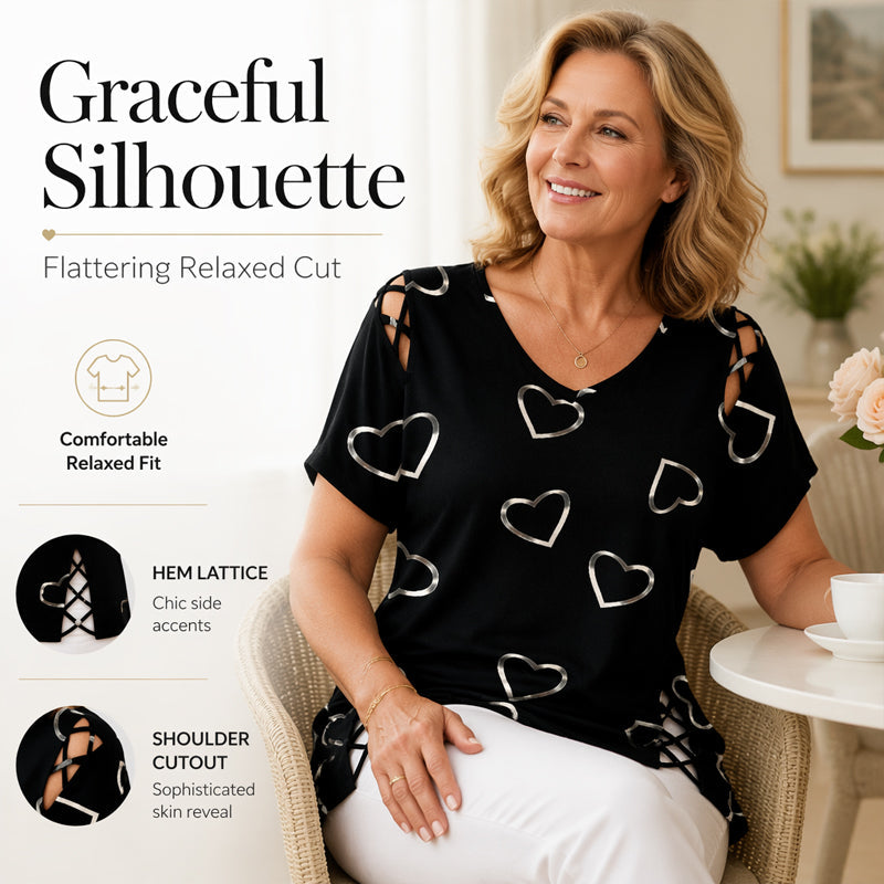 🎉 LIMITED TIME 50% OFF! 👚 Cutout V-Neck Tee – Effortless Side-Tie Chic 🌸