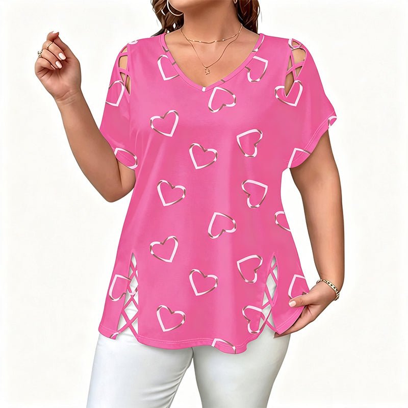 🎉 LIMITED TIME 50% OFF! 👚 Cutout V-Neck Tee – Effortless Side-Tie Chic 🌸