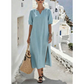 Women's Loose Fit V-Neck Dress with Side Slit