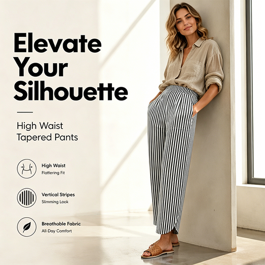 Women's Casual Striped High Waisted Pants