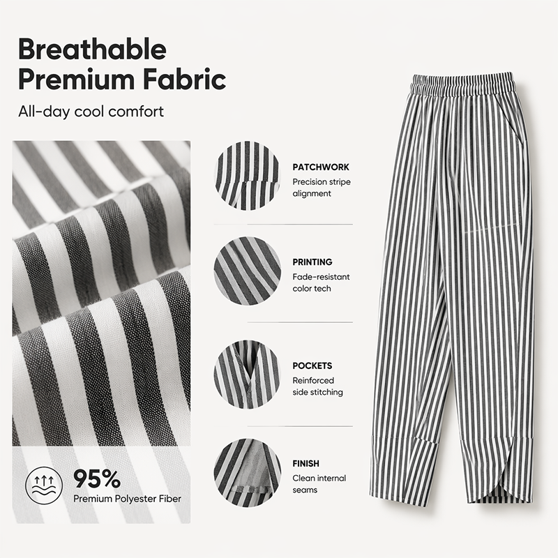 Women's Casual Striped High Waisted Pants