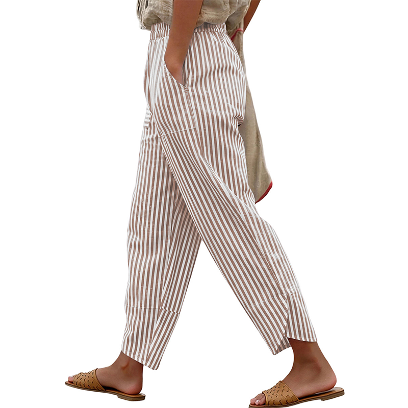 Women's Casual Striped High Waisted Pants