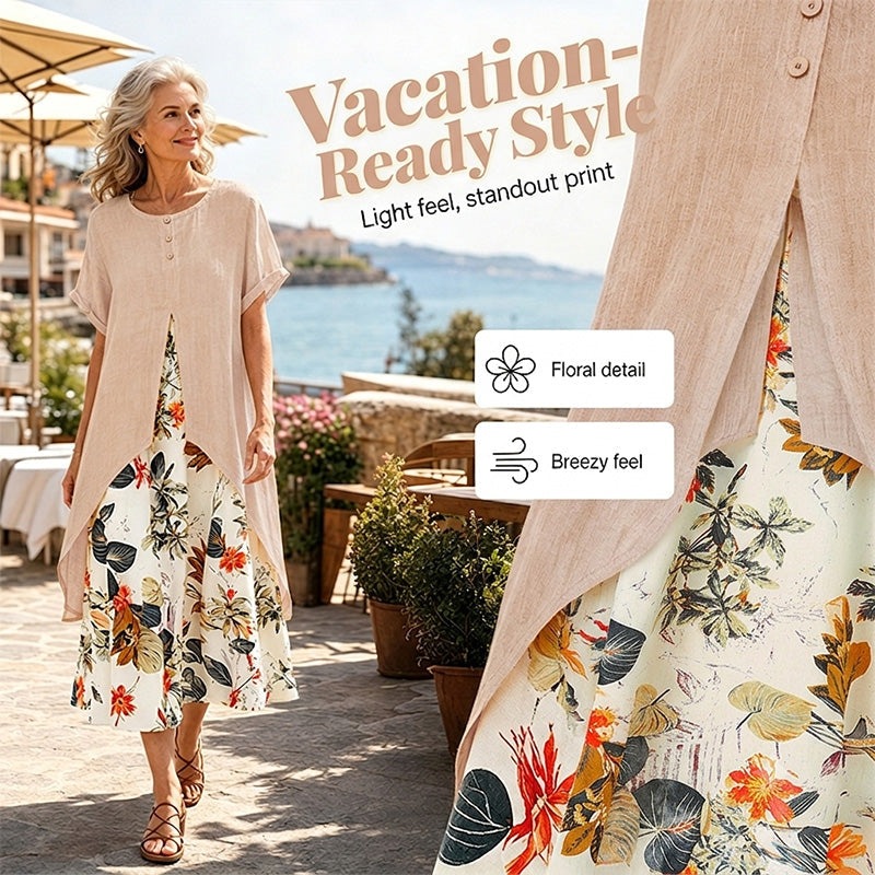 Women's Layered Look Floral Print Casual Dress