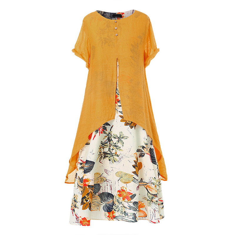 Women's Layered Look Floral Print Casual Dress