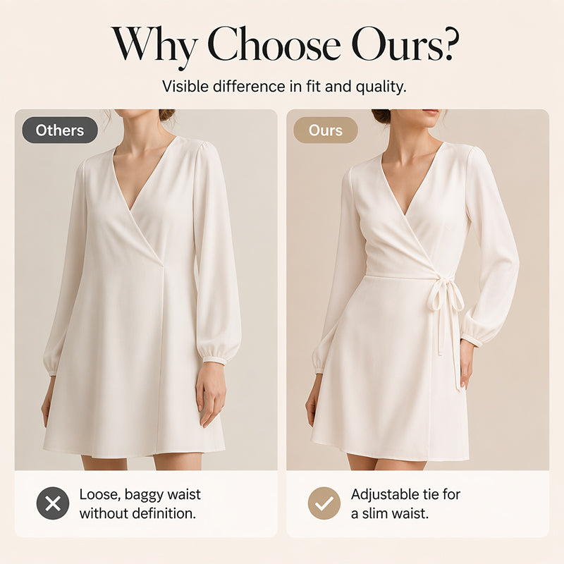 Women Elegant Solid Color Wrap Dress