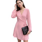 Women Elegant Solid Color Wrap Dress