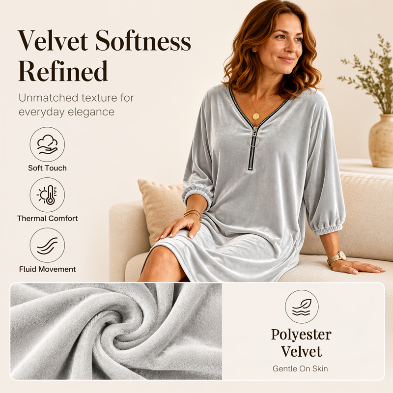 New Arrival✨🌸 V-Neck Zip Dress with Half Sleeves – Lightweight Drape for Effortless Everyday Elegance