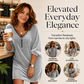 New Arrival✨🌸 V-Neck Zip Dress with Half Sleeves – Lightweight Drape for Effortless Everyday Elegance