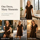 Women's Scalloped V-Neck High Waist Solid Color Dress