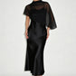 Women's Elegant Two Piece Dress Set with Cape
