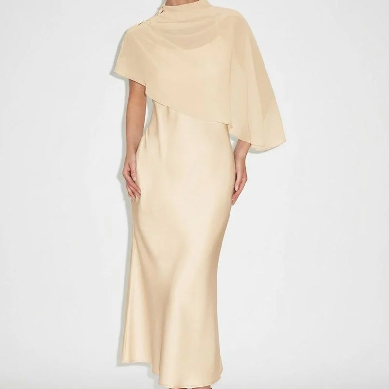 Women's Elegant Two Piece Dress Set with Cape