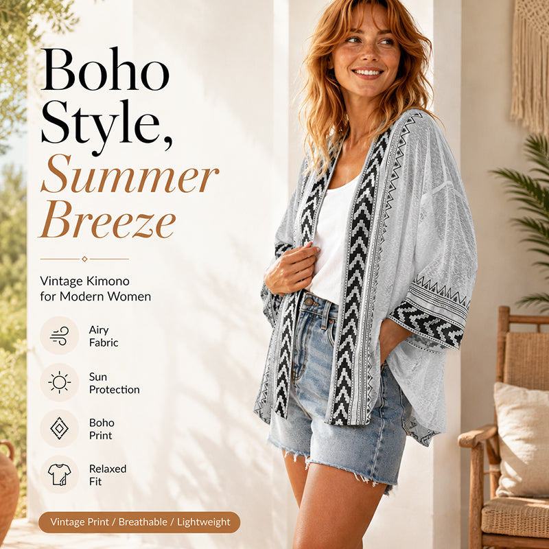 Women's Retro Geometric Print Sun Protection Cardigan