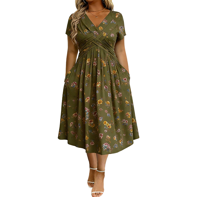 🥳2026 HOT SALE🥳💞50K+ SOLD!🔥🏠 50% OFF! ✨Women's V-Neck Floral Print Dress with Twist Waist