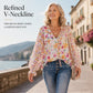 Women's Summer Floral Print V-Neck T-Shirt