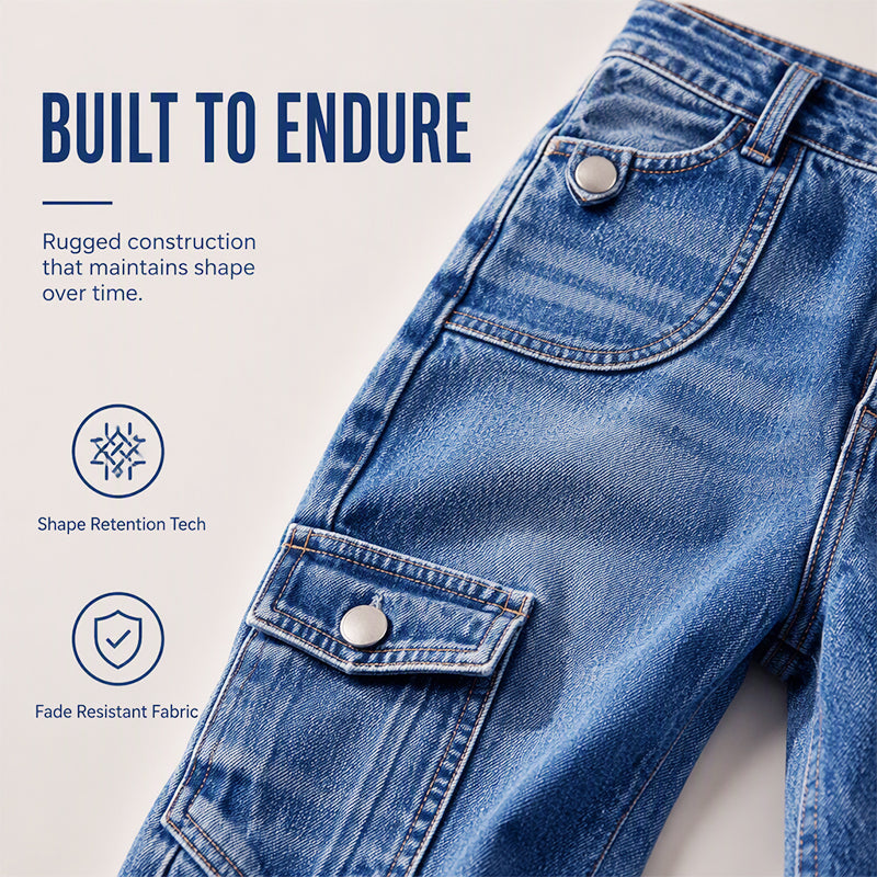 Women’s Knee Length Denim Cargo Shorts with Pockets