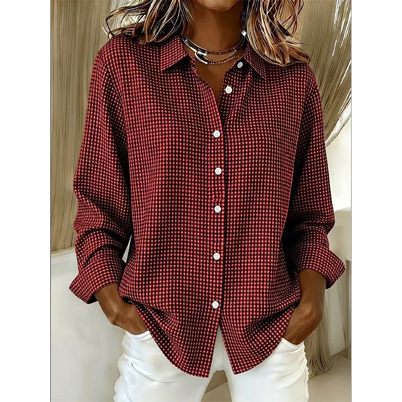 ✨🛍️Fresh Drop - Relaxed Fit Plaid Button-Up – Modern Collared Style for Casual Outings & Coffee Runs