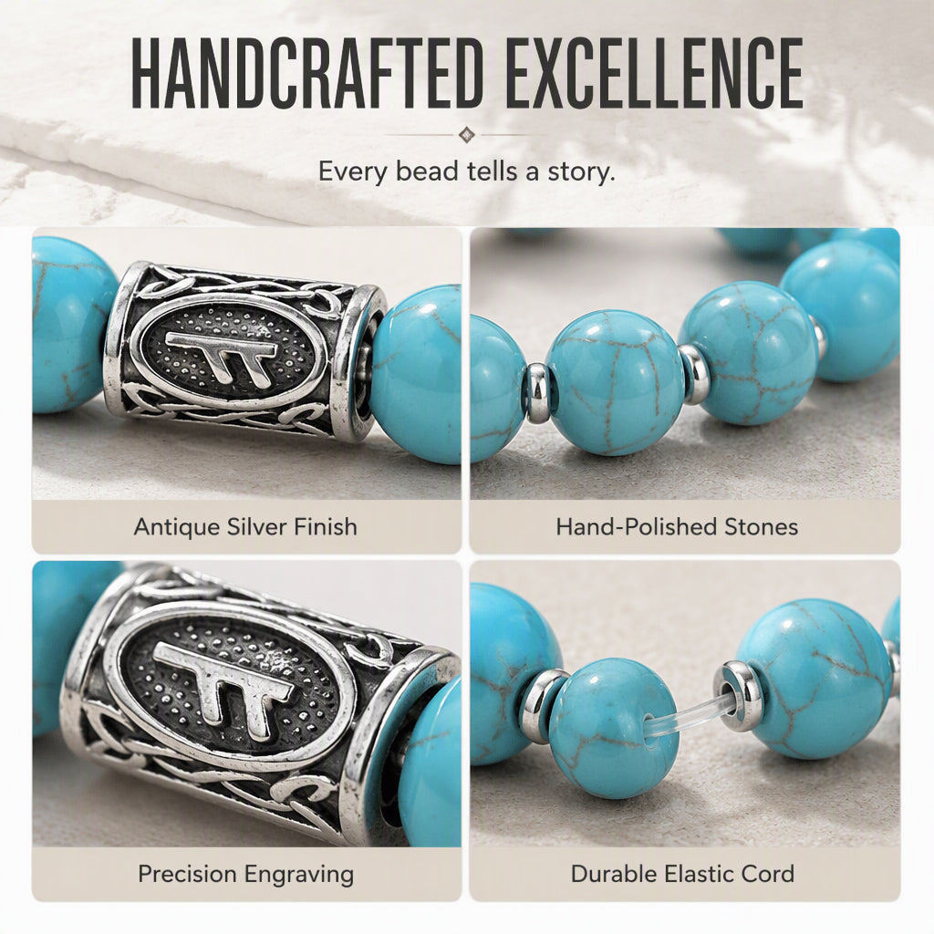 Bold Viking Natural Stone Beaded Bracelet