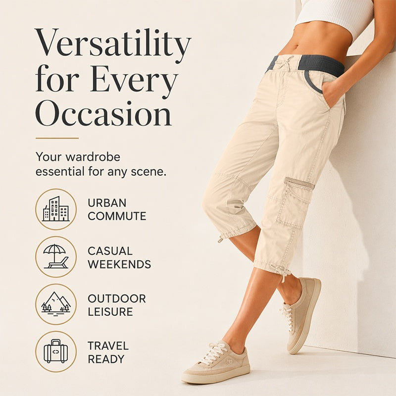 🌺Summer Hot Sale 50% OFF💐Women's High-Waist Cargo Capri Pants