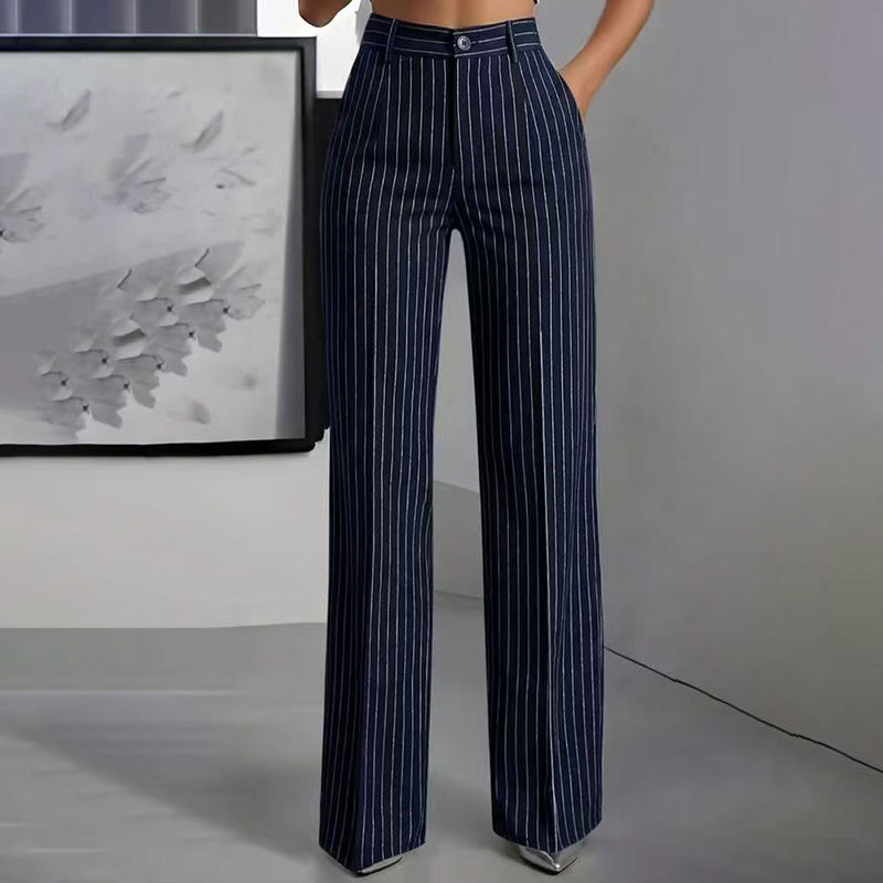 ✨ Women's High-Waisted Striped Wide-Leg Trousers – Flattering Fit For Effortless Everyday Style 🤍