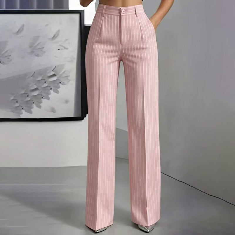✨ Women's High-Waisted Striped Wide-Leg Trousers – Flattering Fit For Effortless Everyday Style 🤍