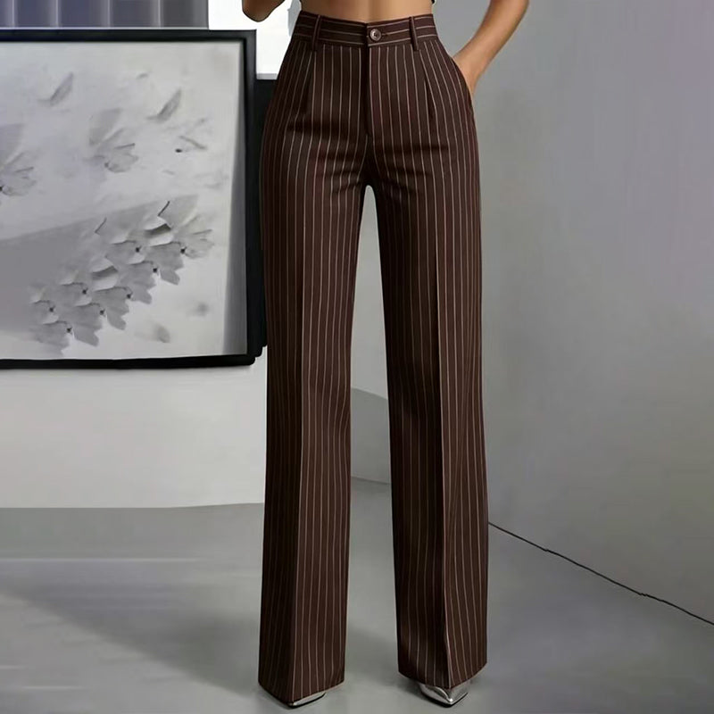 ✨ Women's High-Waisted Striped Wide-Leg Trousers – Flattering Fit For Effortless Everyday Style 🤍