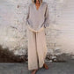 ⌛Limited-Time Offer🛍️ Casual Solid Color V-Neck Long Sleeve Top & Wide-Leg Pants Set