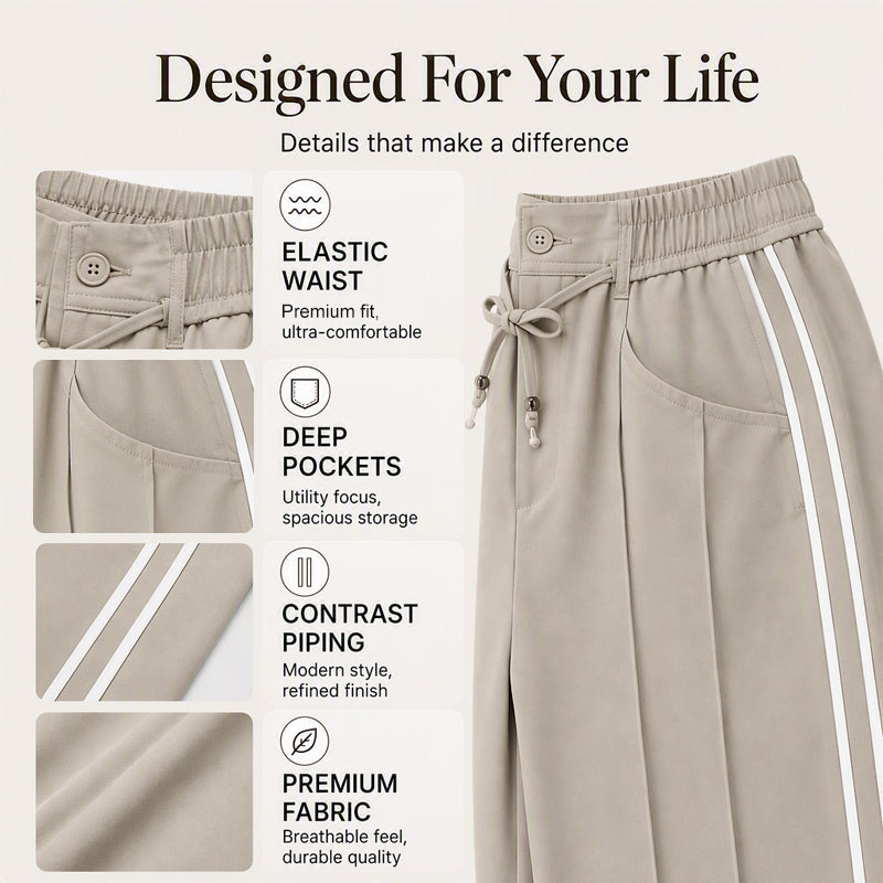 ☀️👖Seasonal Style - High-Rise Drawstring Pants – Breezy Comfort & Easy Pairing for Any Casual Look