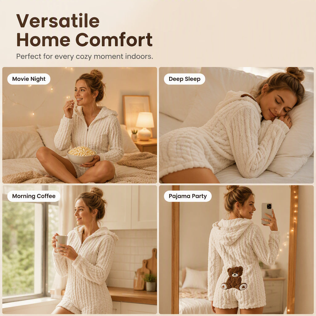 💖Black Friday Mega Deal – 50% off!💖 🐰Women’s Plush Hooded Long Sleeve Romper