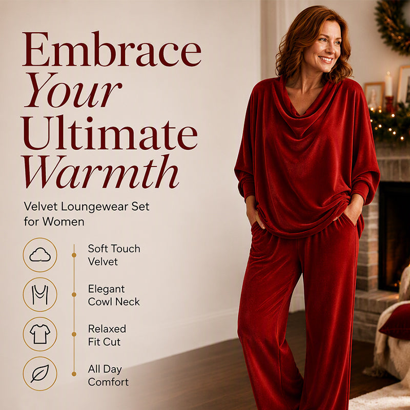 💖Black Friday Mega Deal – 50% off!💖🍂 Women's Cowl Neck Top and Wide-Leg Pants Set – Effortless Elegance for Autumn