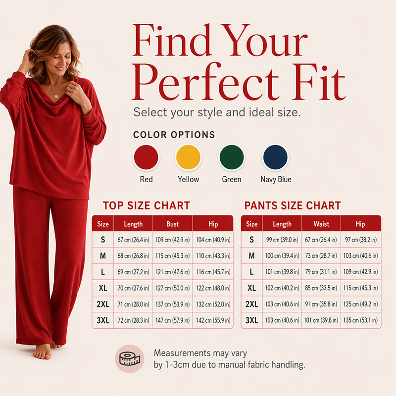 💖Black Friday Mega Deal – 50% off!💖🍂 Women's Cowl Neck Top and Wide-Leg Pants Set – Effortless Elegance for Autumn