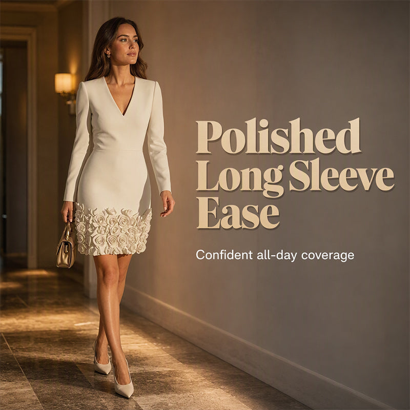 Women's Elegant V-Neck Long Sleeve Dress
