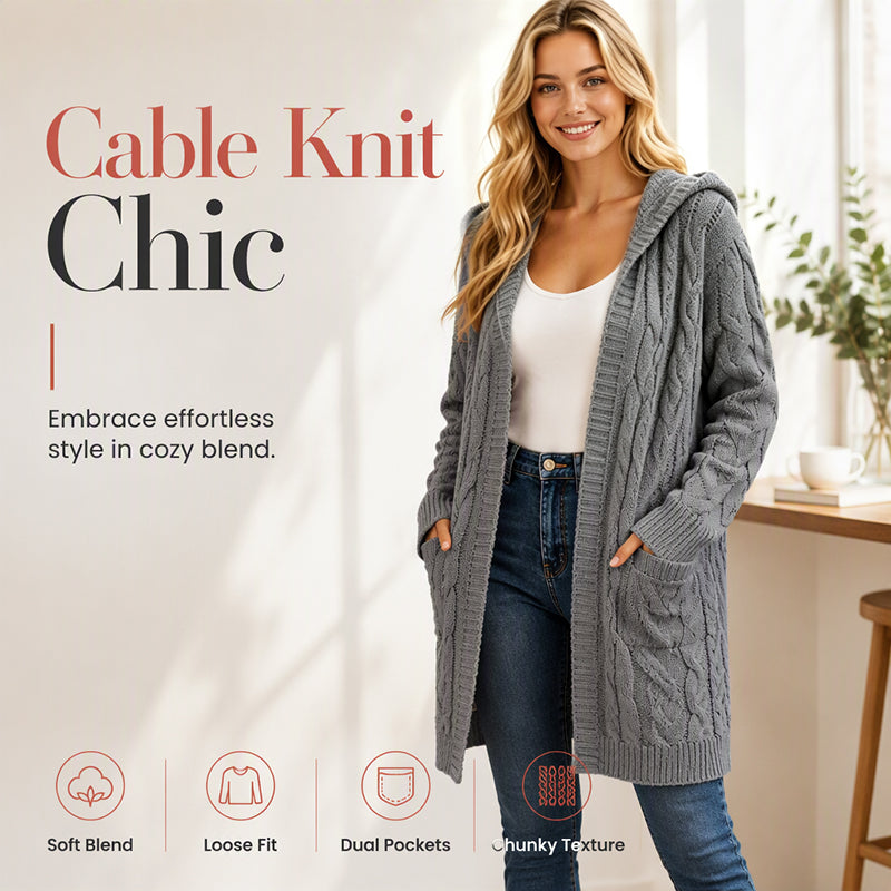 Your New Favorite Cozy Layer — Women's Long Hooded Knit Cardigan with Pockets for Effortless Layering, Everyday Comfort, and Relaxed Fall Style