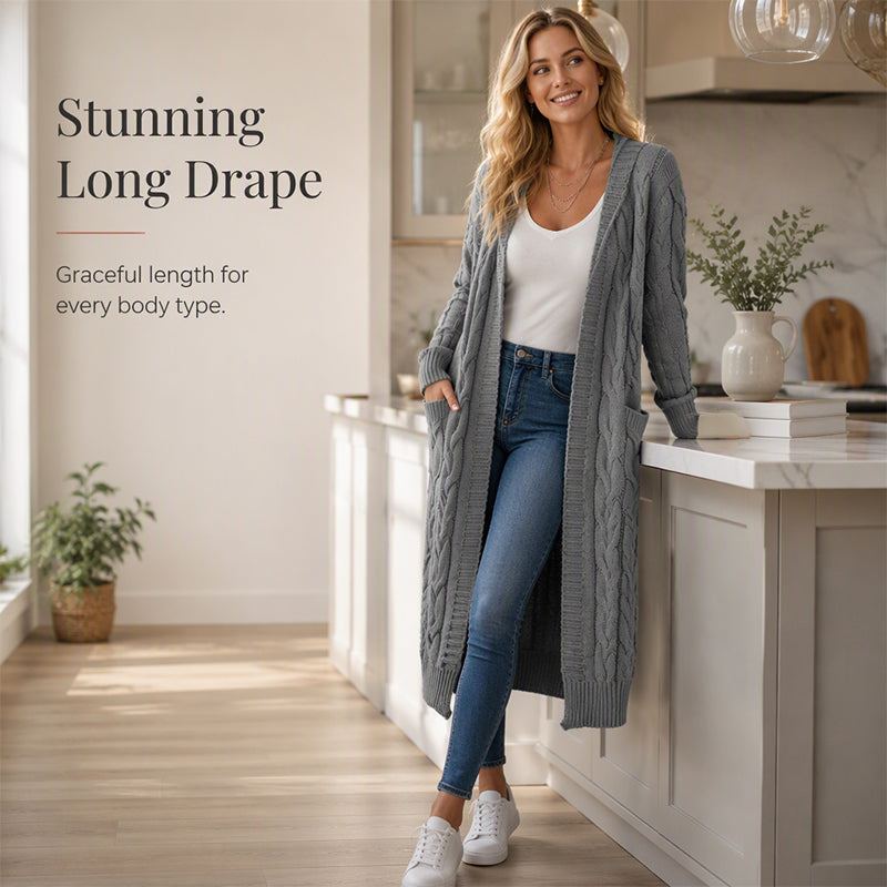 Your New Favorite Cozy Layer — Women's Long Hooded Knit Cardigan with Pockets for Effortless Layering, Everyday Comfort, and Relaxed Fall Style