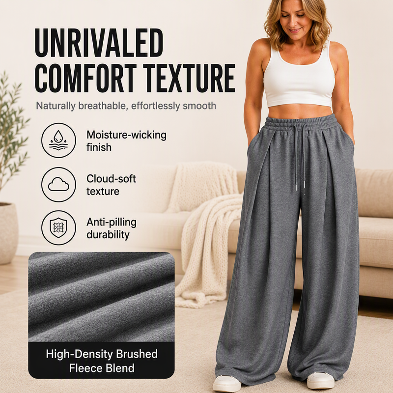 Women's Casual Pleated Wide-Leg Sweatpants