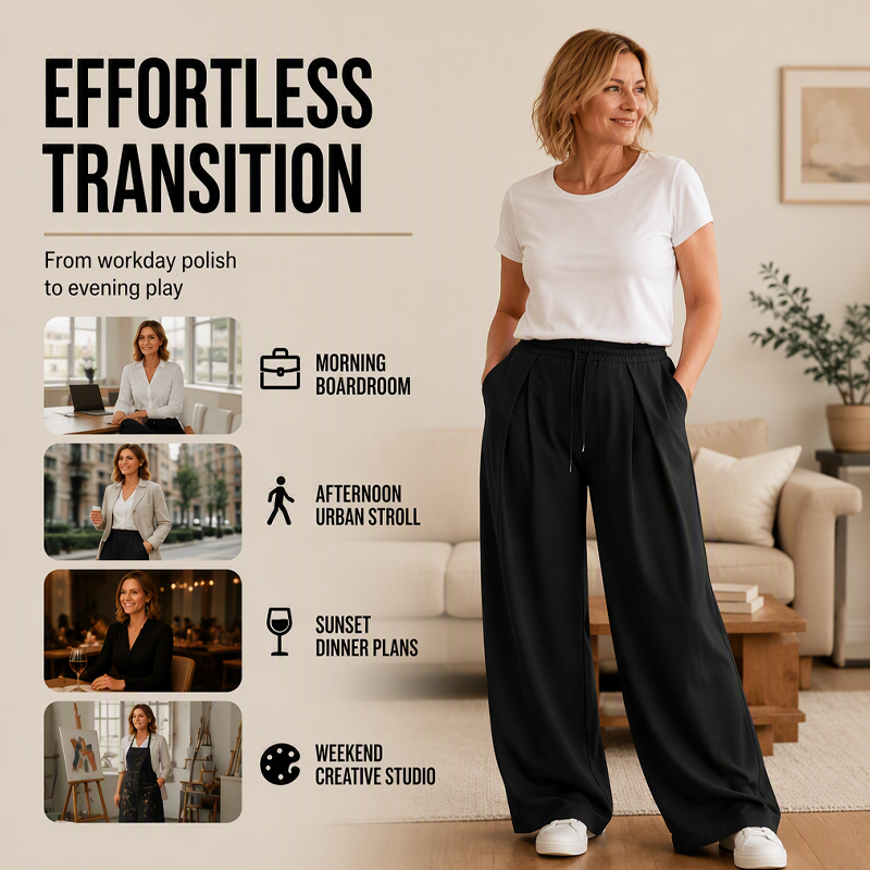 Women's Casual Pleated Wide-Leg Sweatpants
